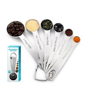 Stainless Steel Measuring Spoons; 6pcs Seasoning Measuring Spoons Thicken 1.2mm Stainless Steel Measuring Spoons; 6pcs Seasoning Measuring Spoons Thicken 1.2mm
